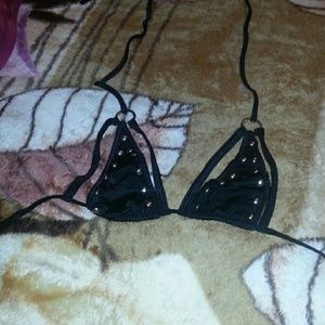 Black studded tie bra lingerie