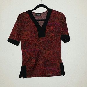 Rachel Tyler red  paisley fitted top .