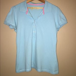 Turquoise, women's cut polo style t-shirt