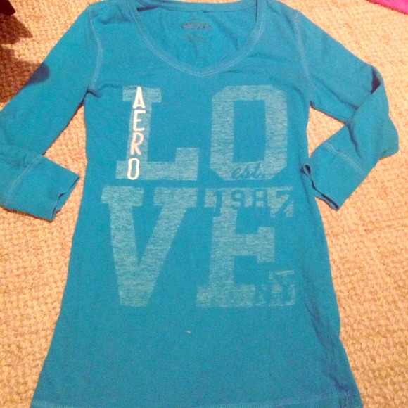 Aero blue 3/4 sleeve top XS