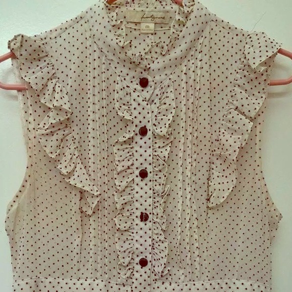 Forever 21 Cream/black polka dot dress