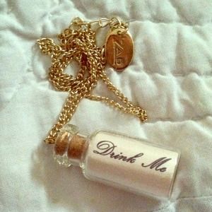 Alice in Wonderland gold necklace