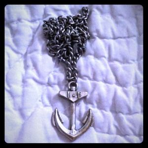 Men's Silver chained anchor necklace