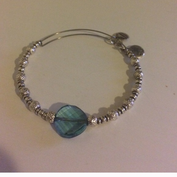 Alex & Ani Beaded Bangle with Blue Gem