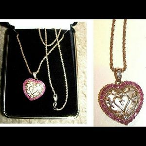 Diamond Sapphire 14kt Gold Heart Necklace