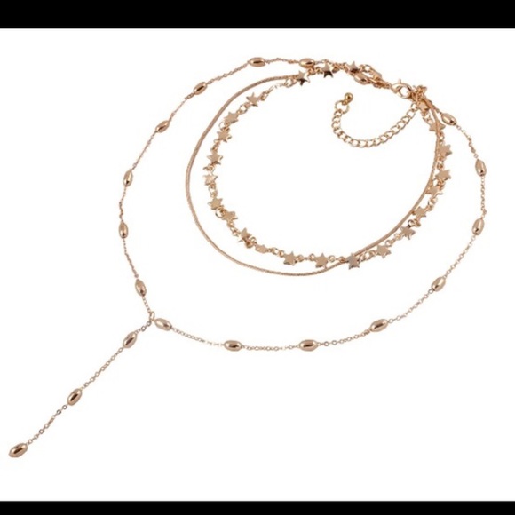Golden Star Three Layered Necklace - Picture 2 of 4
