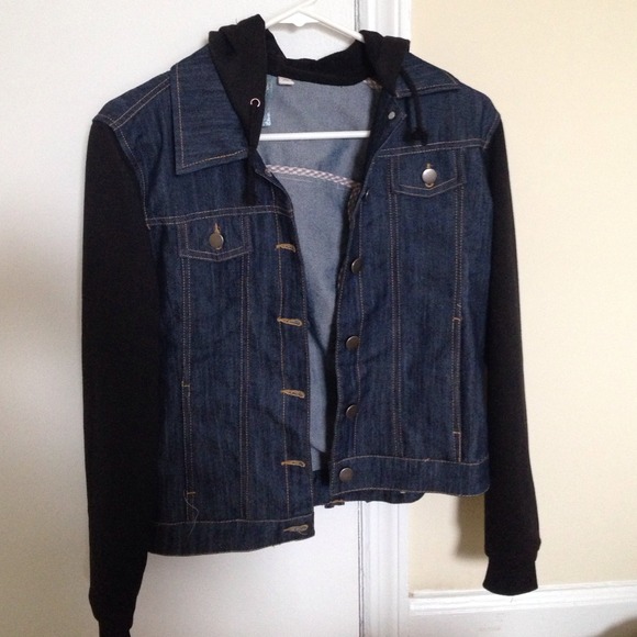 Denim jacket with hood