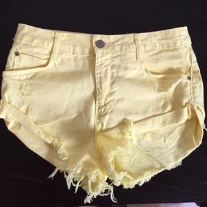 Zara yellow Jean shorts