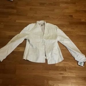Ruffle Pu jacket light weight white