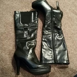 Black leather boots
