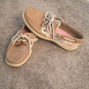 Sperry Top Siders with plaid detail.