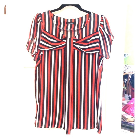 Better B multi color stripe blouse sz L