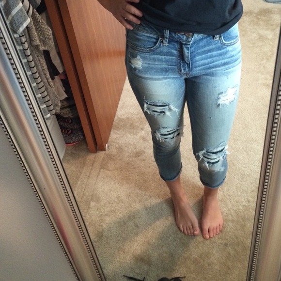 High rise cropped jeans