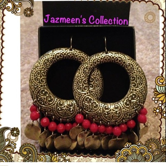 Big bold round red earrings