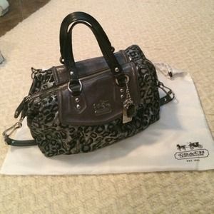 Black and silver animal print authentic Coach bag
