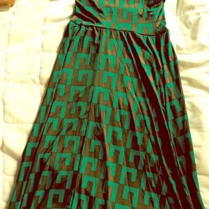 Brown and green/blue maxi skirt