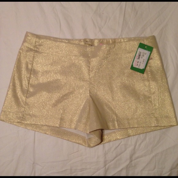 NWT Lilly Pulitzer Gold Metallic Liza Shorts, 8