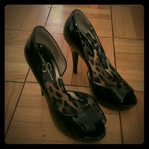 Black Patten Leather Platform High-Heels