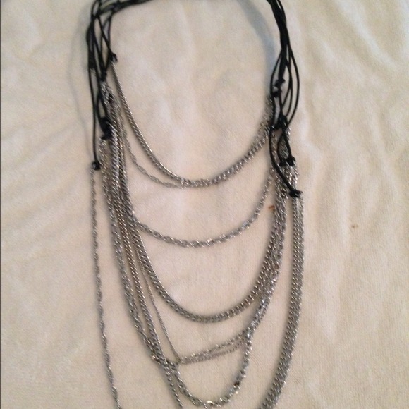 Black and silver chain necklace