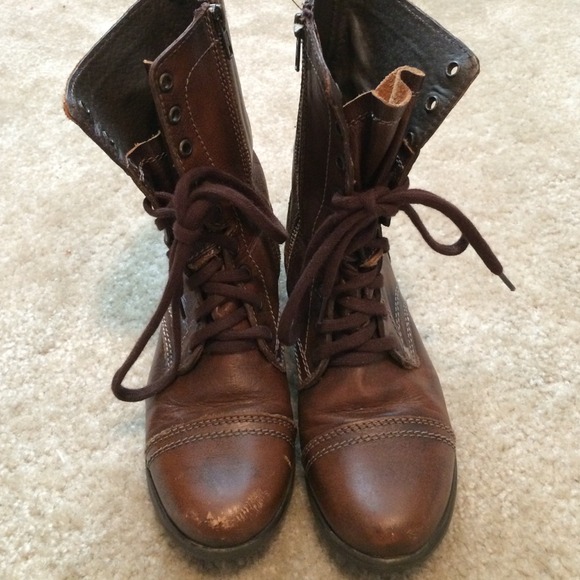 Brown Steve Madden combat boots