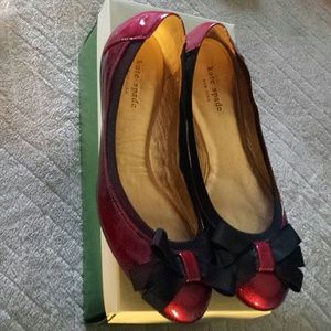 Kate Spade bow tie metallic red flats