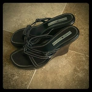 Dark brown leather Tommy Hilfiger wedge sandals