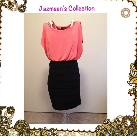Coral & black dress