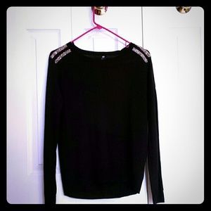 Black Sweater w/ Bedazzled Shoulders