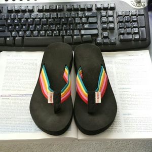 Old Navy rainbow flip flops