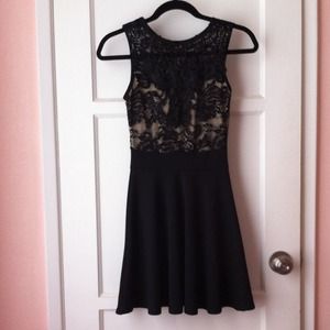 Black and Nude Lace Dress