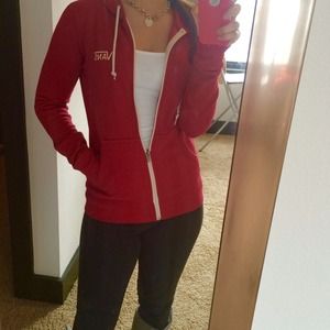 Classic Vans red and white zip up hoodie