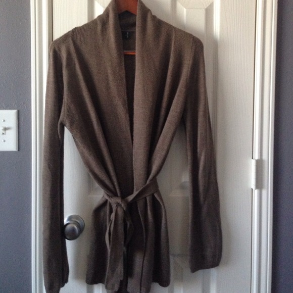 The Limited Sweaters - The Limited brown belted shawl cardigan