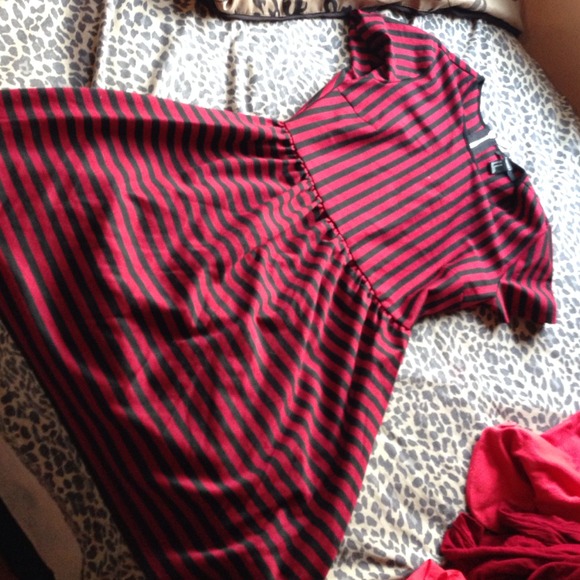 Burgundy and black stripes dress