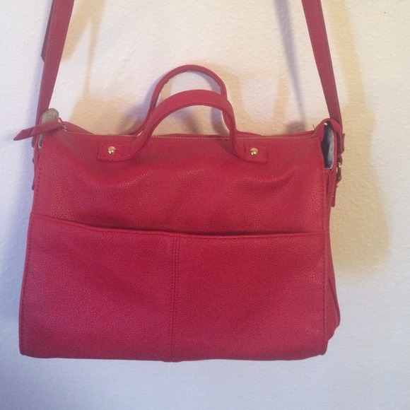 Large Red Faux Leather Purse