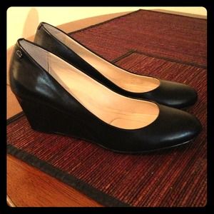 Calvin Klein Black Leather Wedges
