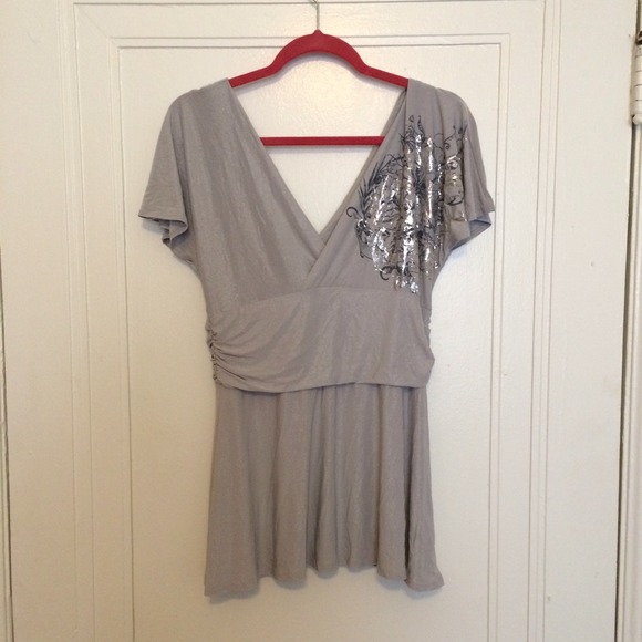 Silver gray shimmery top