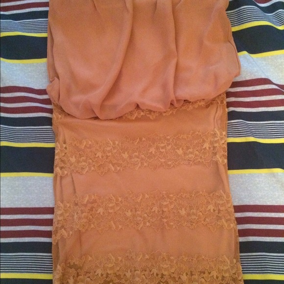 Peach strapless dress
