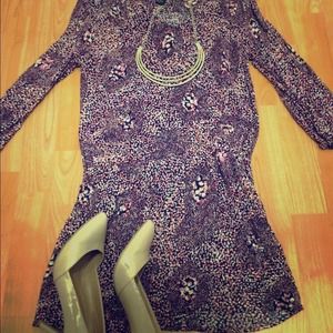 Purple printed mini dress