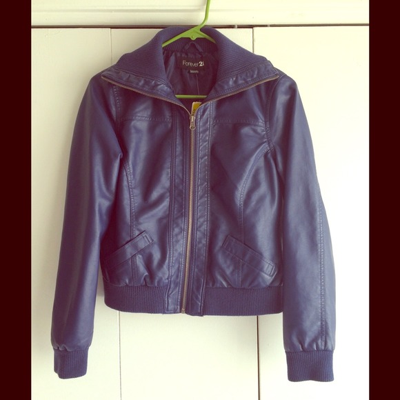 Navy vegan leather jacket from forever 21!