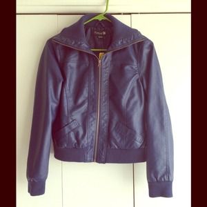 Navy vegan leather jacket from forever 21!