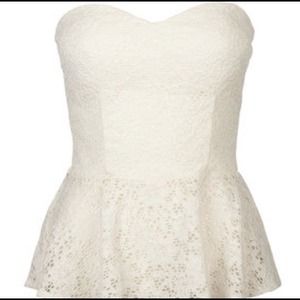 NWOT Strapless White Peplum Top