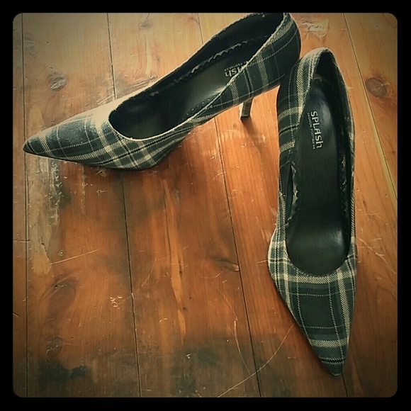 SPLASH Shoes - Black & White Plaid Heels