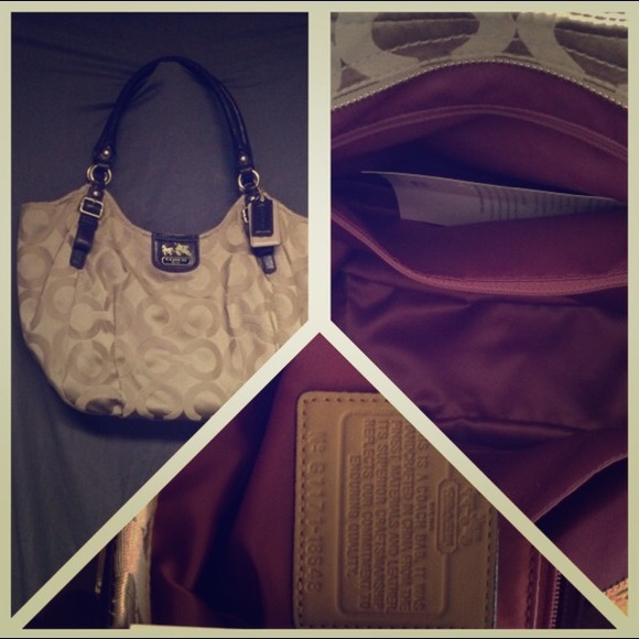 **SOLD**Coach sateen tan bag