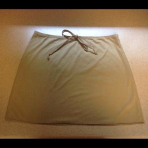Suede like drawstring beige skirt