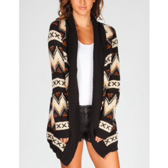 Black, Cream, and Orange Aztec/Tribal Cardigan