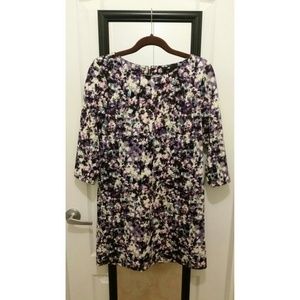 3/4 sleeved floral print shift dress.