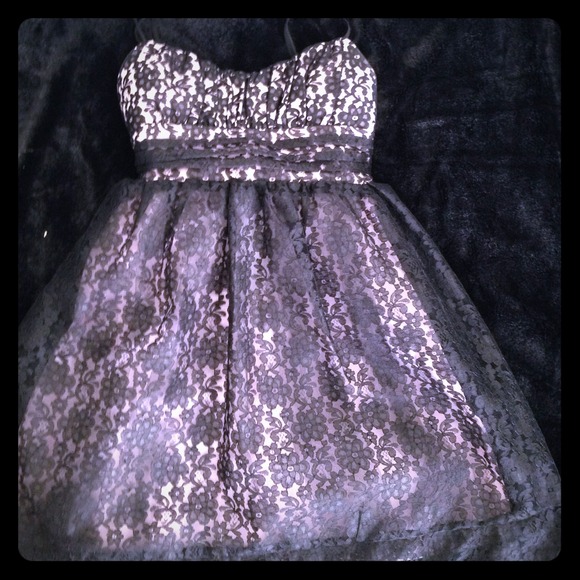 💕Light pink and black lace dress✨
