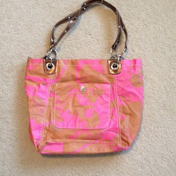 Pink & brown coach bag - Picture 2 of 3