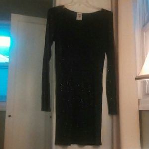 Studded gray denim look dress