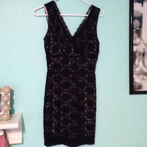 Black lace v neck dress